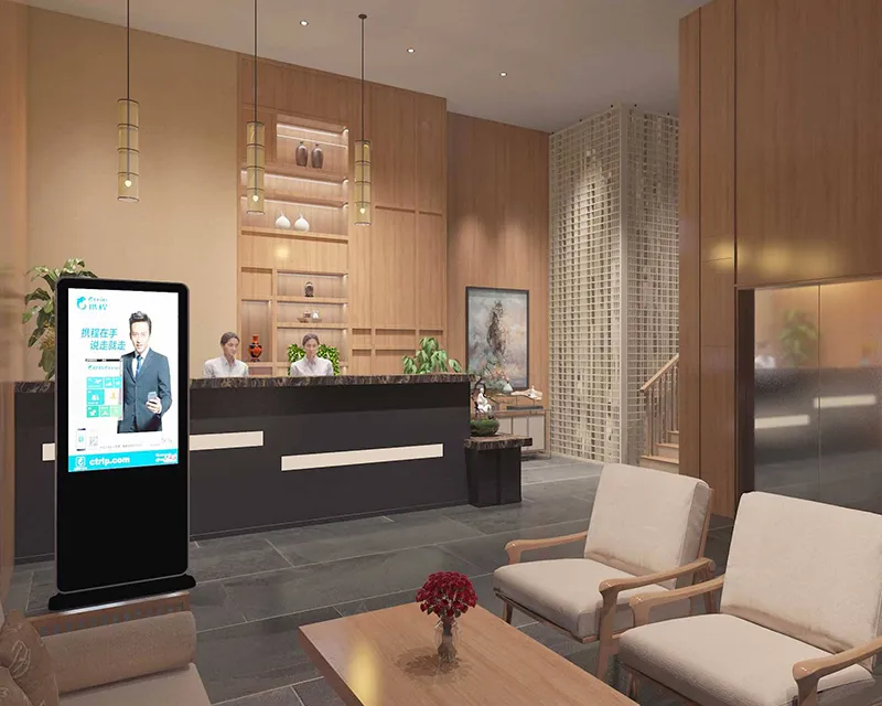 Carrying Smart Hotel Vertical Advertising Machine Solution